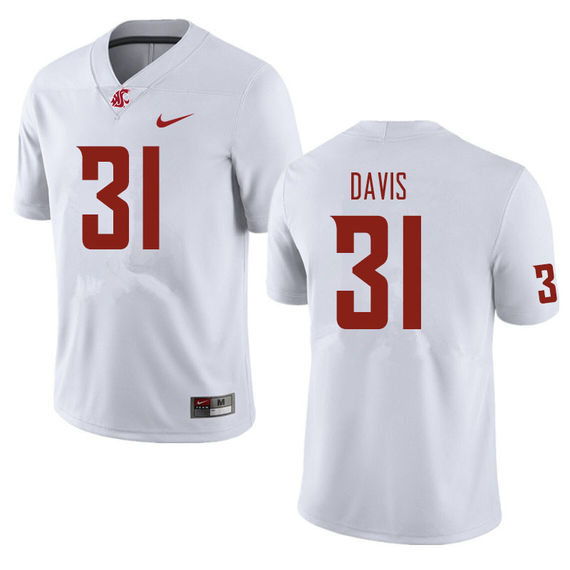 Men #31 Trey Davis Washington State Cougars Football Jerseys Sale-White - Click Image to Close